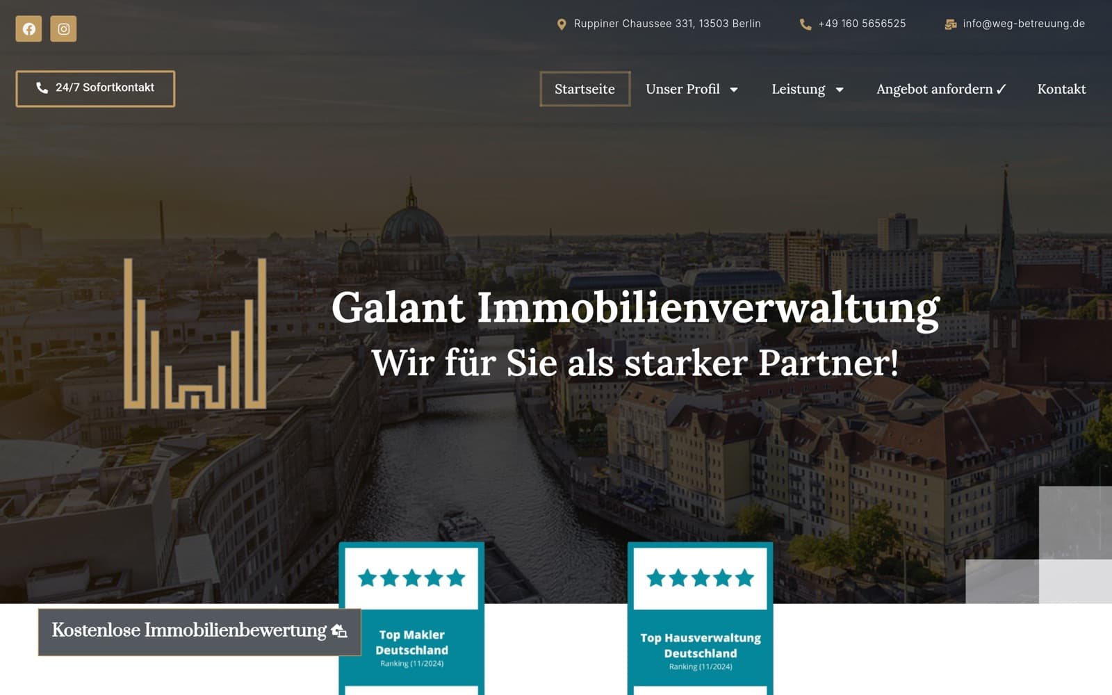 Website-Screenshot Galant Immobilienverwaltung: WEG-Verwaltung Berlin, Social Media, SEO von Digital030