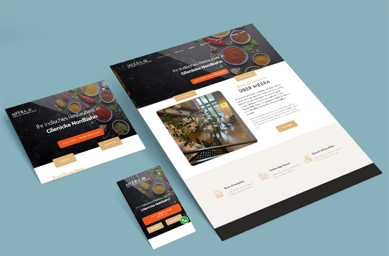 Meera Indian Cuisine & Bar - Online Marketing für Restaurants - Webdesign, Kartendesign, Flyerdesign, Online Marketing für indisches Restaurants - Frohnau, Glienicke, Digital030